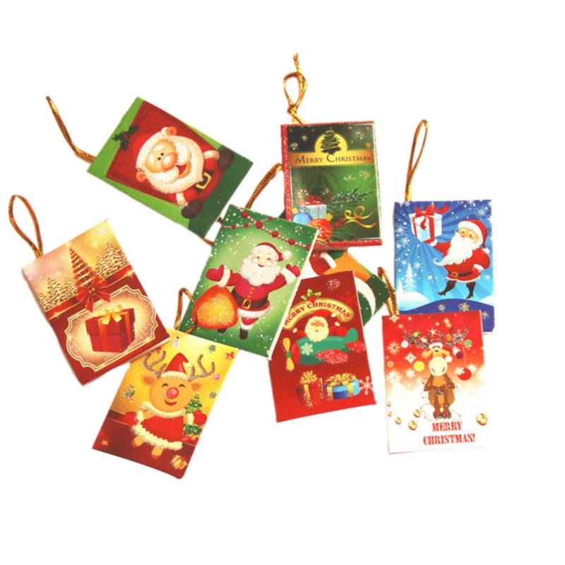 

50Pcs Christmas Greeting Cards Mini Cards Creative Hanging Random Pattern