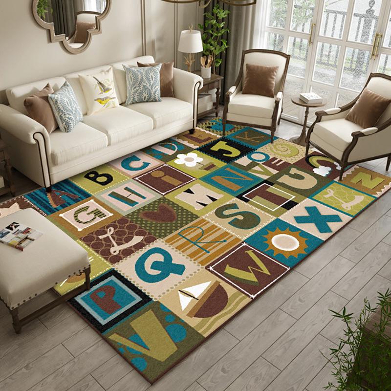 

Catroon English Letters Carpets for Living Room Bedroom Child Study Play Game Mats Washable Non-Slip Area Rugs Doormats 100x160