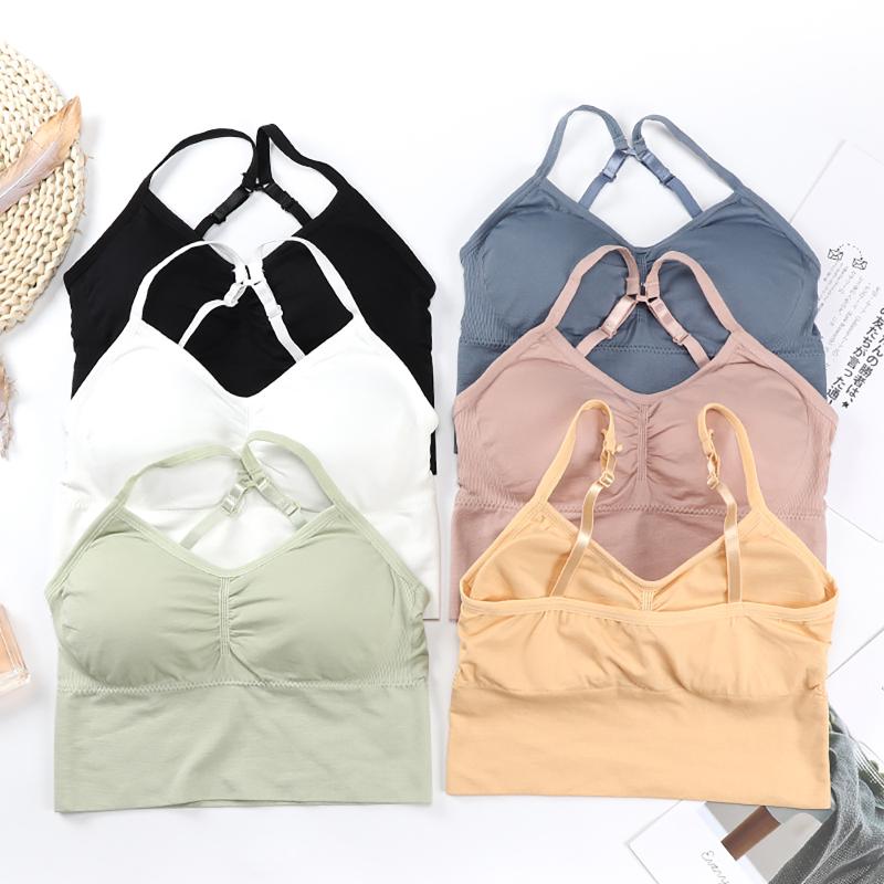 

Women's New Sling Girl Solid Bra Without Steel Ring Sports Underwear Seamless Thin Wire Free Everyday Shockproof PaddedBrassiere, Bg