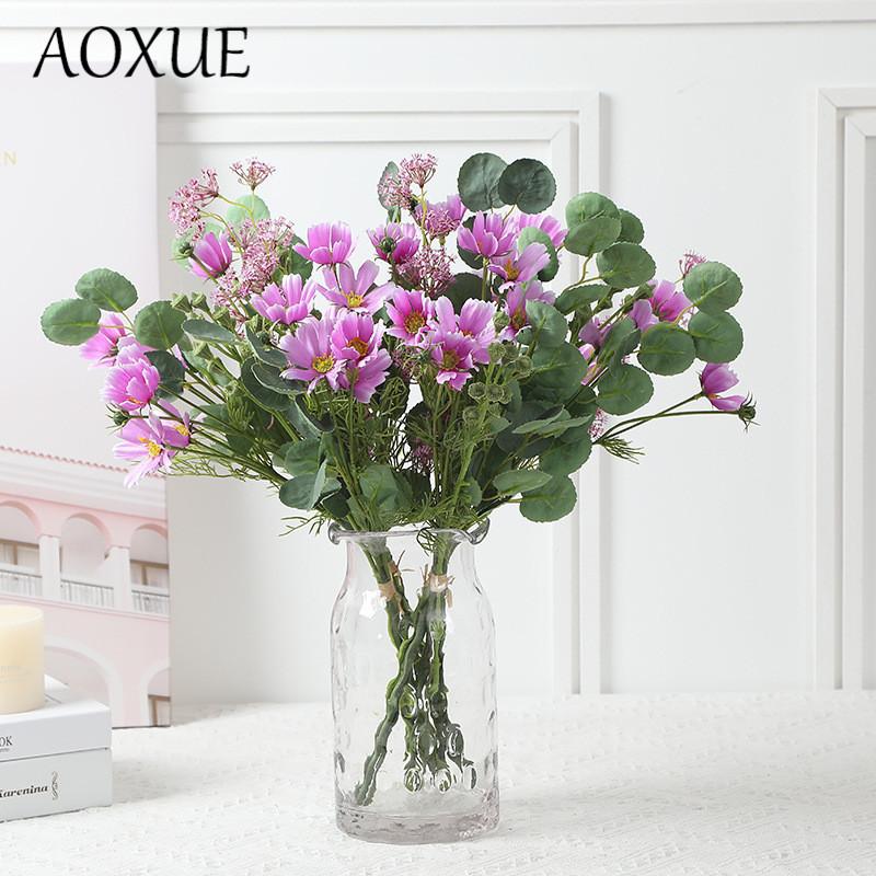 

AOXUE Silk fake flower cosmos lilac tie bunch bouquet home party garden decoration wedding simulation plastic flower mulberry, Purple