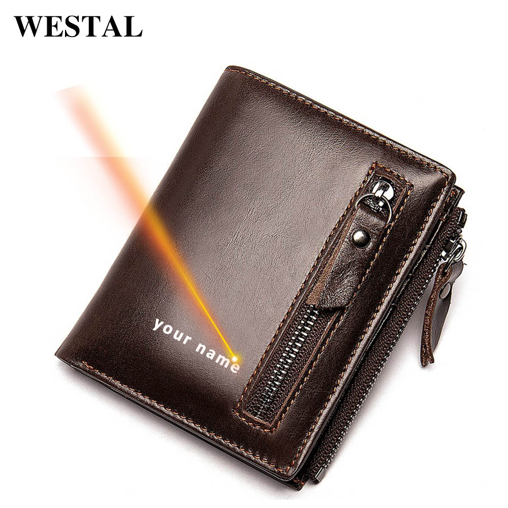 

WESTAL Engraving Men's Wallet Genuine Leather Purse for Men Slim Wallets Coin Purse Men Wallets Leather Male Card Holders 6046, 6046deepcoffeelogo