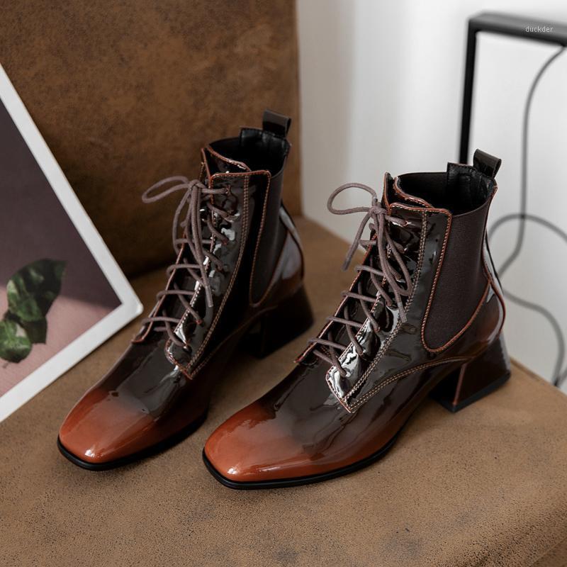 

2021 fall non-slip fashion short tube boots thick heel square toe strap all-match outdoor trend women's shoes1, Black