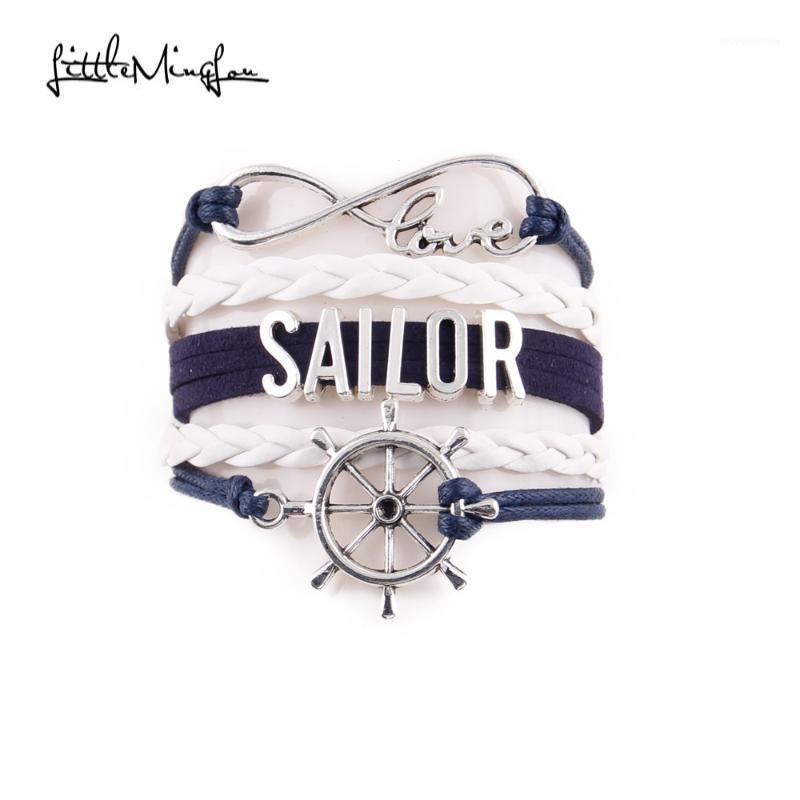 

Little MingLou Infinity love Sailor Bracelet rudder Charm leather wrap bracelets & bangles for Women men profession jewelry1