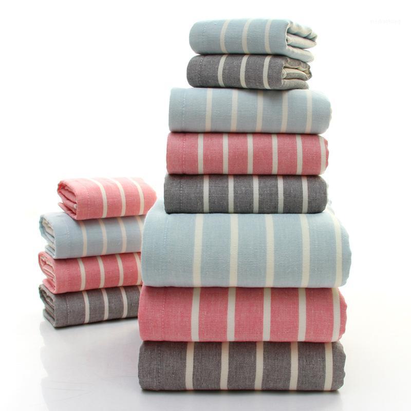 

Towel set bathtowel facetowel and handtowels 3 colors Striped towel1, Black