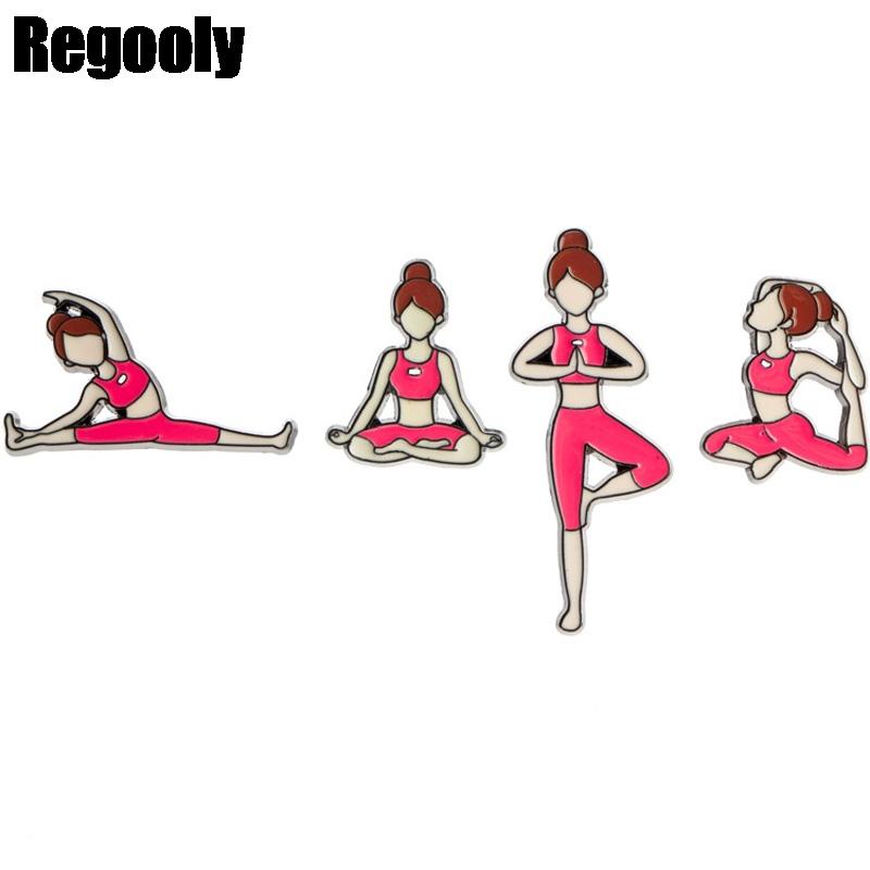 

Pins, Brooches Exercise Yoga Girls Metal Enamel And Pins For Lapel Pin Backpack Badge Gifts Collar Jewelry