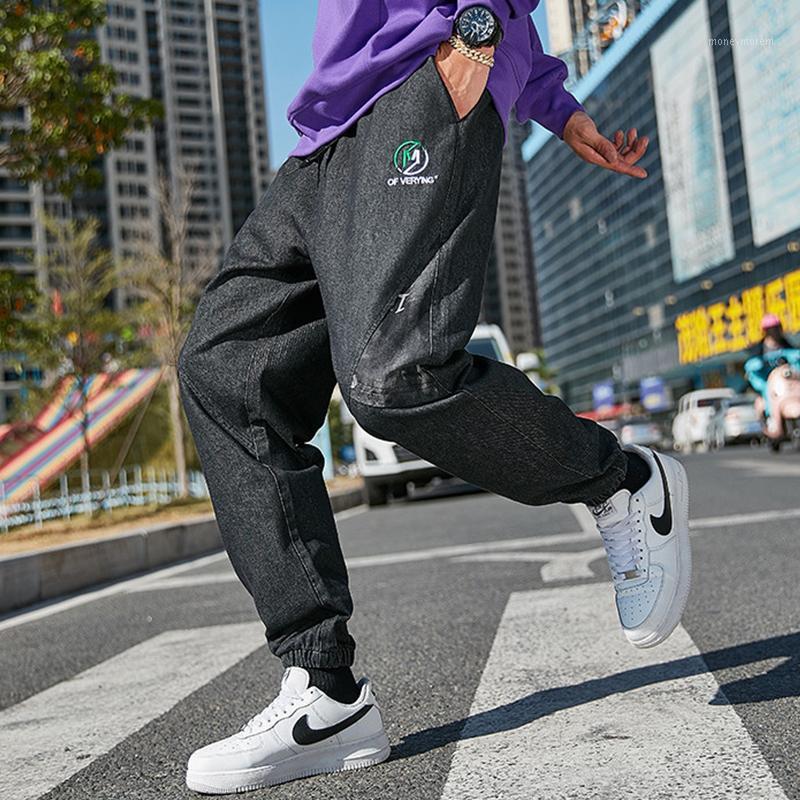 

2020 New Winter Streetwear Baggy Jeans Men Joggers Harem Pants Ankle-length Plus Size Denim Cargo Pants1, 87 black