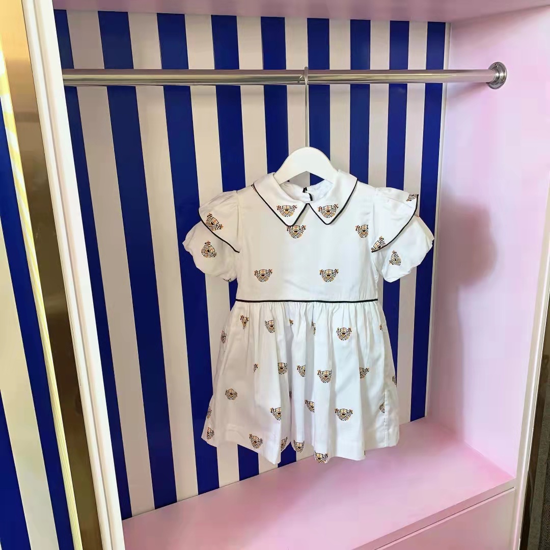

kids clothe sets vintage flower girl dress white color short sleeve summer kid clothing set fashion designer spring plaid child girls toddler outfits, Customize