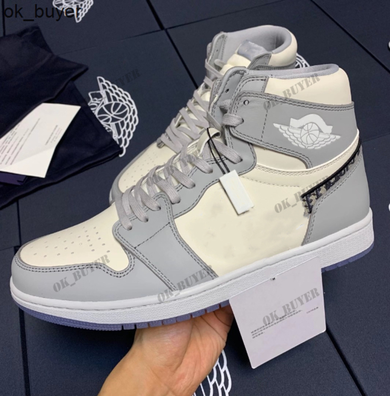 

2022 Shoes Authentic 1 High OG Low Man Woman 1S Wolf Grey Sail Photon Dust White Original Bag CN8607-002 CN8608-002