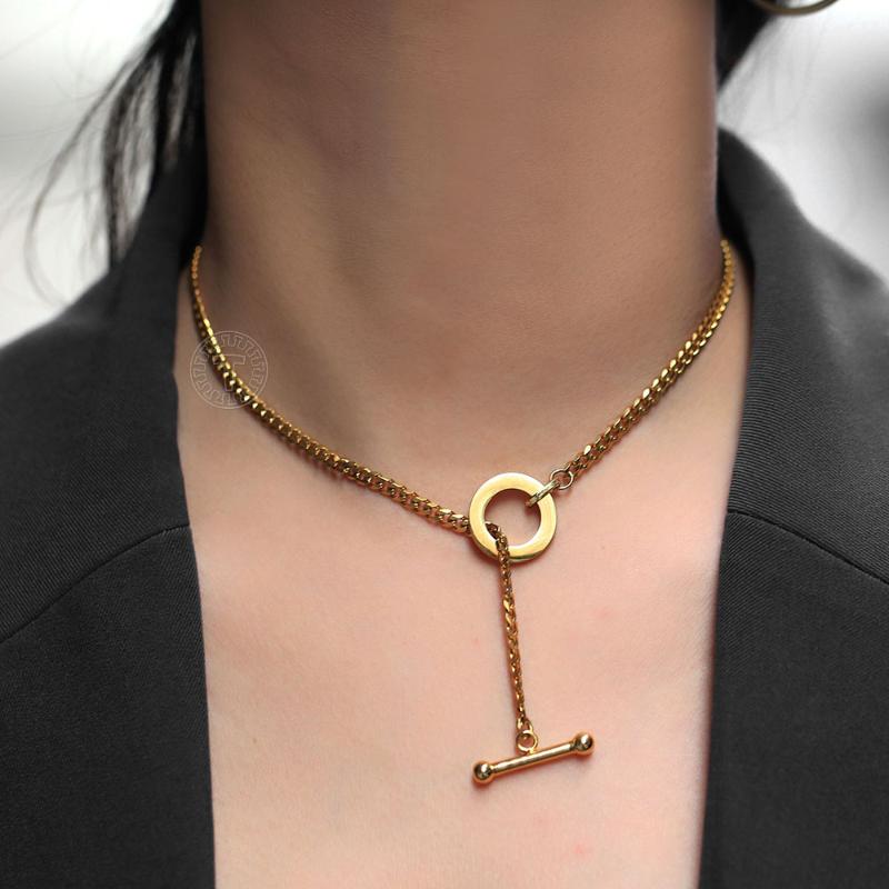 

Chains 3mm Dainty Gold Cuban Chain Necklaces For Men Women Stainless Steel Link Choker Necklace TO Clasp Jewelry DTNS035