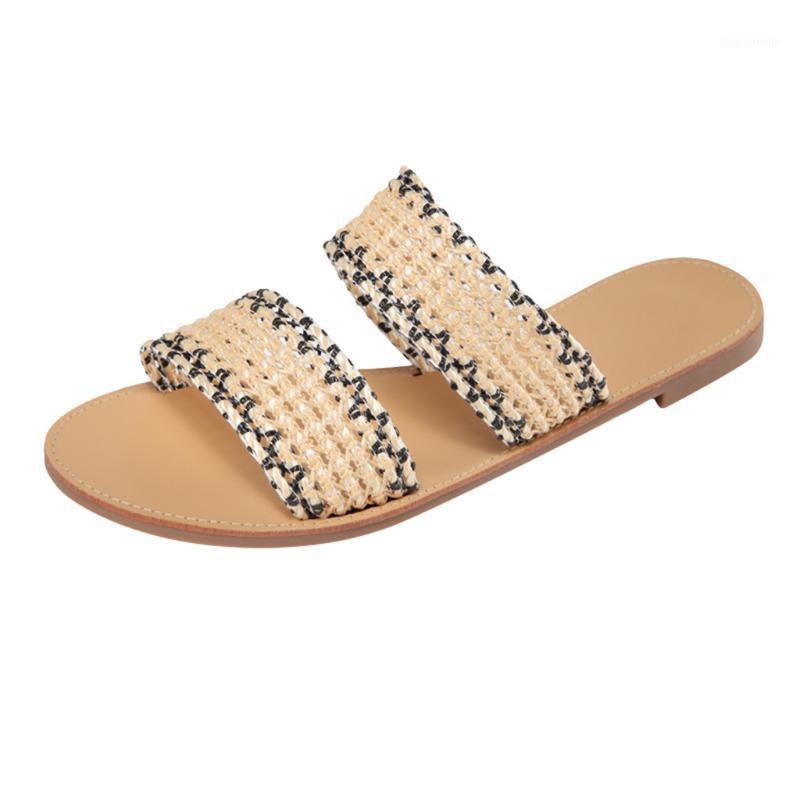 

SAGACE Women Fashion Slide Slippers Everyday Summer New Fashion Wild Flat Flat Woven Women Slipper Outside Flip Flops For Womens1, Ye