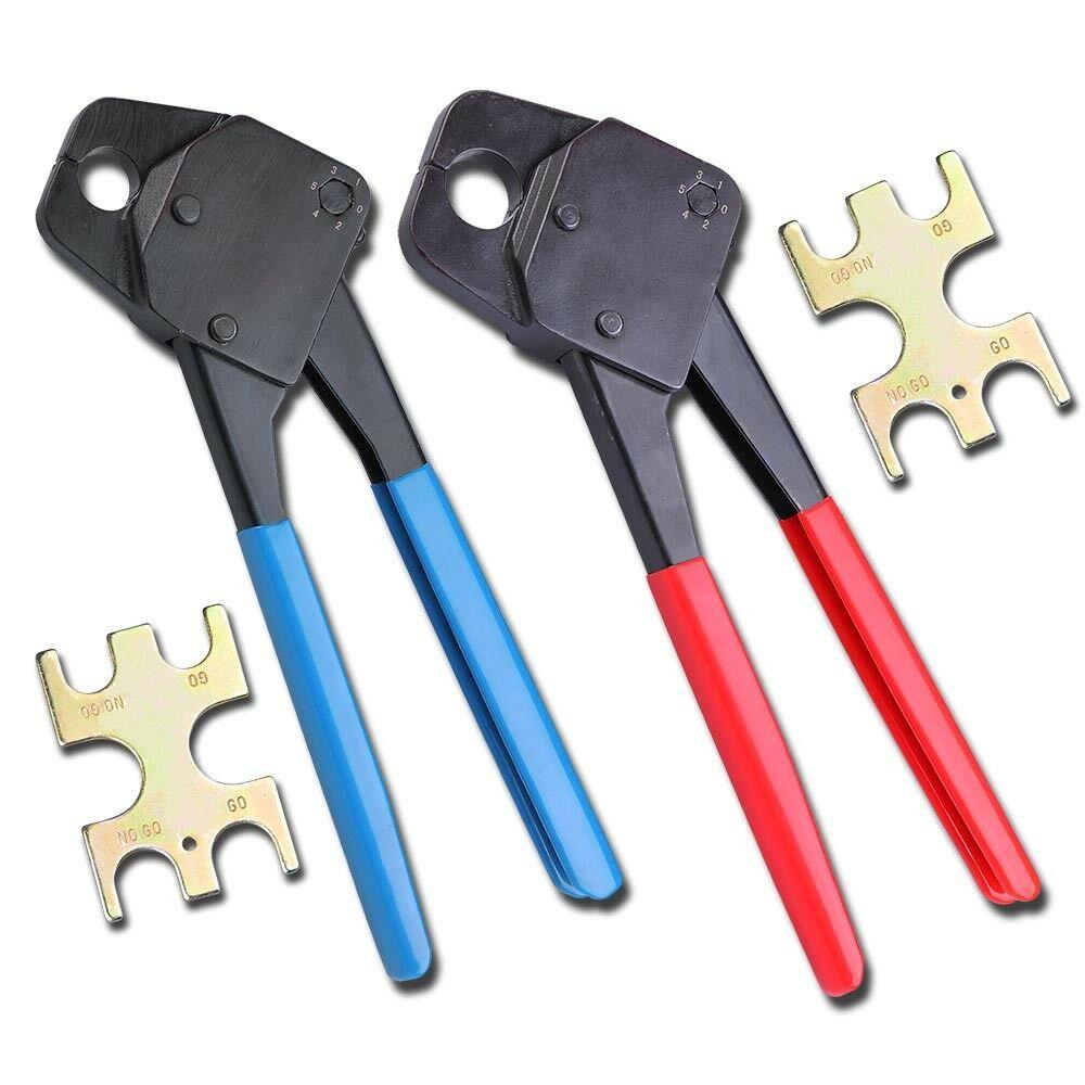 

2 Pex Crimper 1/2" And 3/4" Plumbing Crimping Gonogo Set Angle Gauge Tools Combo