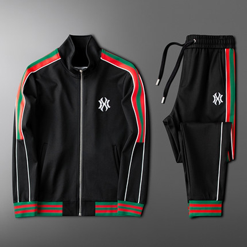 

Two-piece leisure sports suit couple suit new trend all-match slim 201201, Black