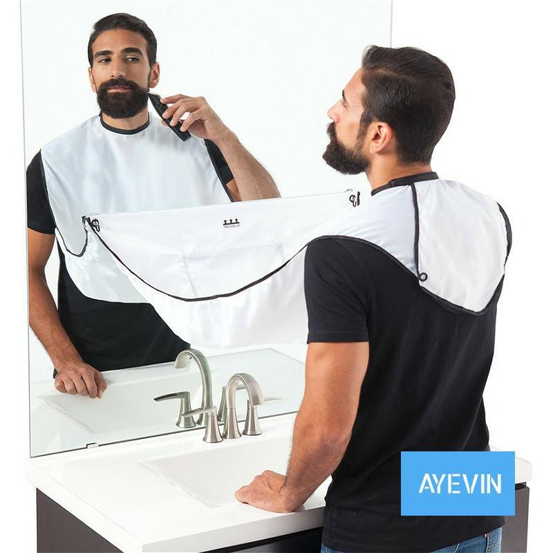

AYEVIN New Male Beard Shaving Apron Care Clean Hair Adult Bibs Shaver Holder Bathroom Organizer Gift for Man