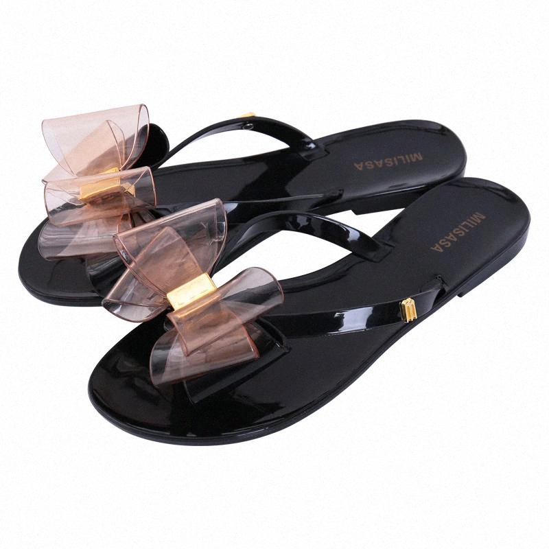 

2019 summer female outdoor slip non-slip slippers bow flip-flops wear flat bottom drag thick sandals and slippers #Rf3F