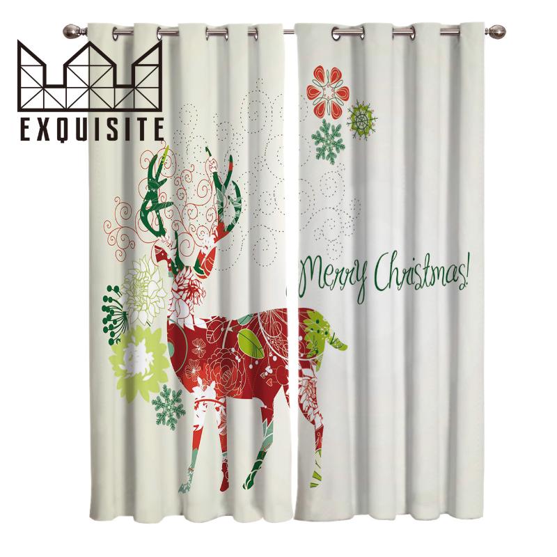 

Christmas Deer Window Curtains Living Room Curtains Kitchen Indoor Decor Print Curtain Panels Kids Room Home Decor, As pic