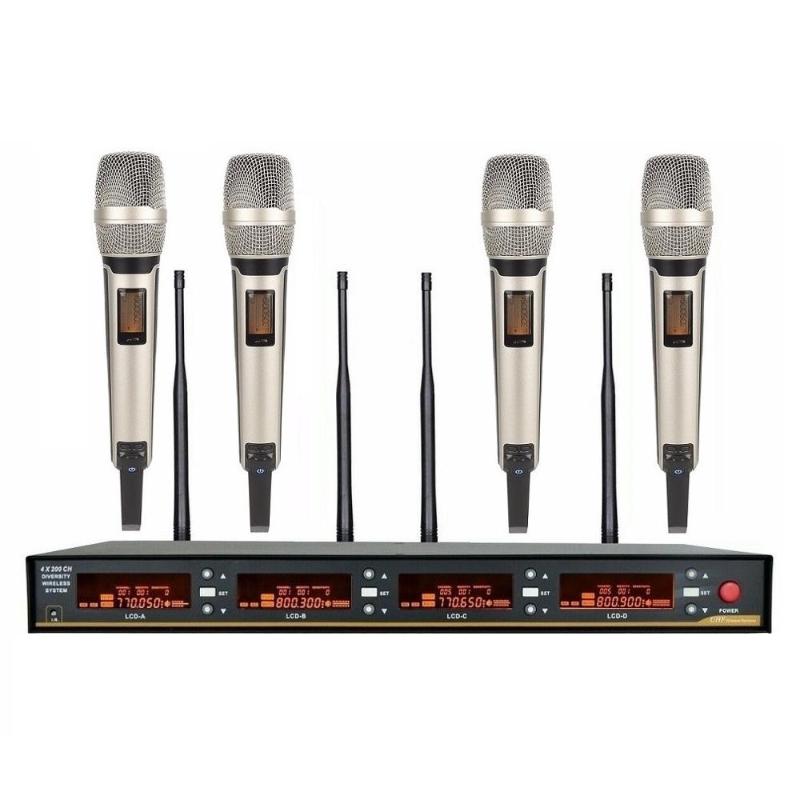 

Bolymic High Quality Microphone Wireless UHF 4 Channels Singer Church School Party 4 Metal Handheld Wireless Microphone Mikrofon
