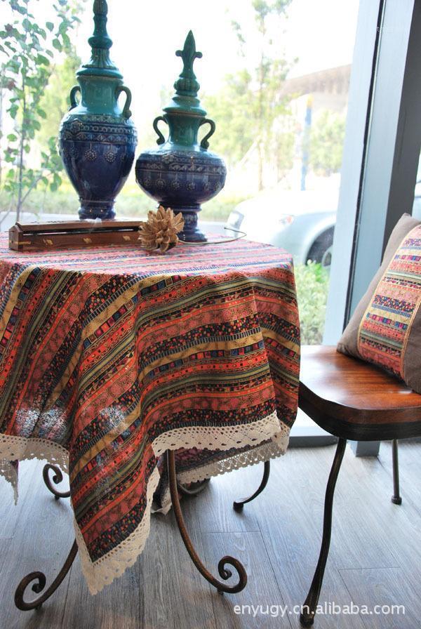 

2021 new European style stripes round table cloth table cloth bag mail1