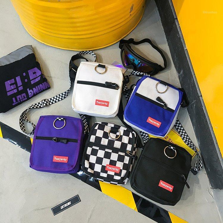 

New Style Canvas Bag Harajuku Contrast Color Bag Korean-style Casual Oblique1, Blue