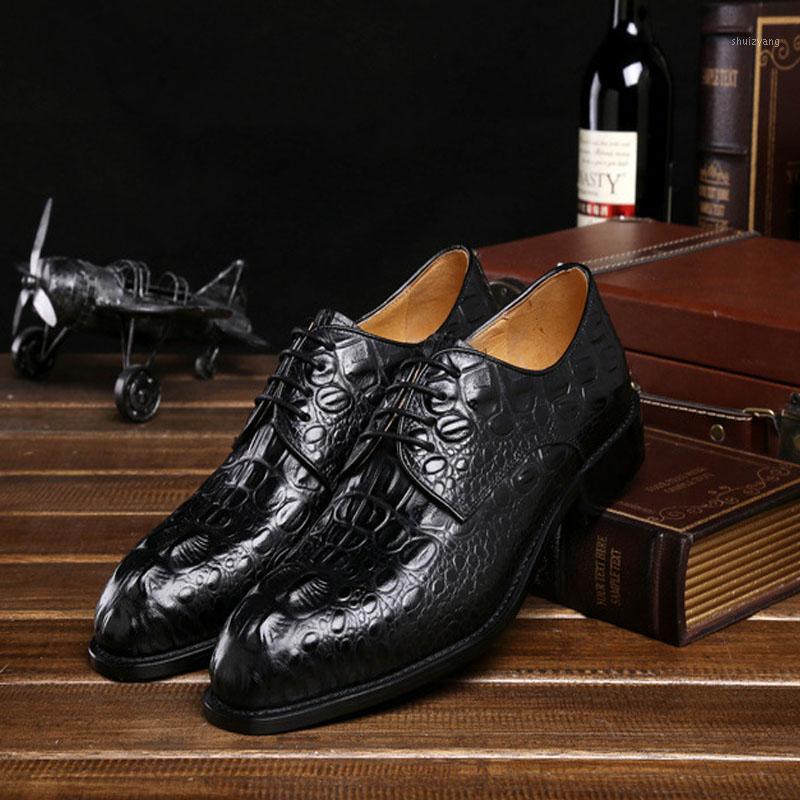 

Designer Genuine Leather Mens Alligator Pattern Oxford Shoes For Men Dress Shoes Business Office Formal B1431, Black