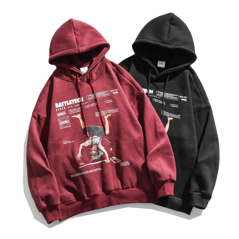 

2021 New Popular Make with Retro-loose Hood Male Fashion Wool Coat Fall 0J89, Red