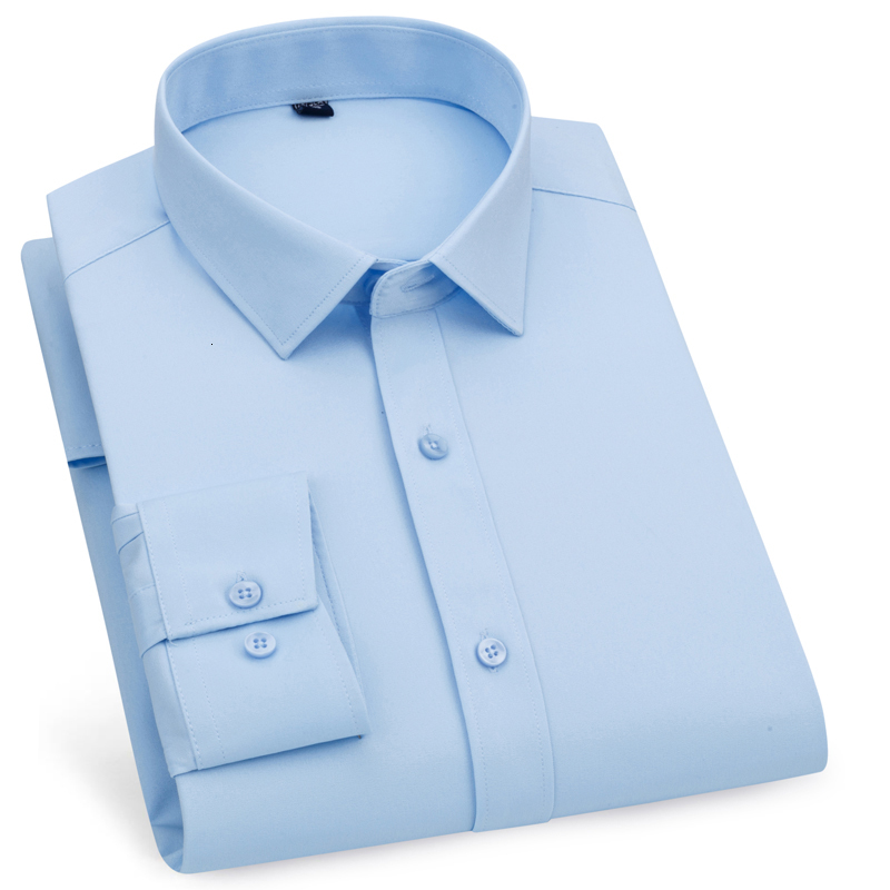 

2021 New Brand Men Classic Solid Long Sleeve Single Patch Pocket Casual Thick Standard-fit Formal Business Shirt Gcfo, 1plm-tl808
