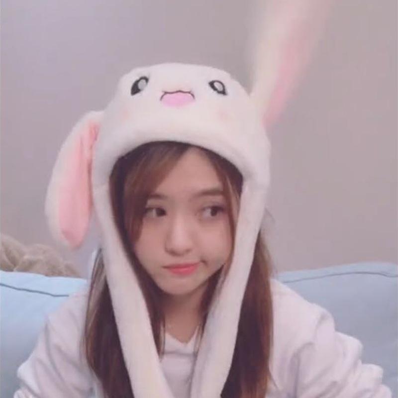 

Wide Brim Hats Douyin Celebrity Style Will Move The Hat Online Ear Cap Tu Mao Plush Cute Air Bag, White in main figure