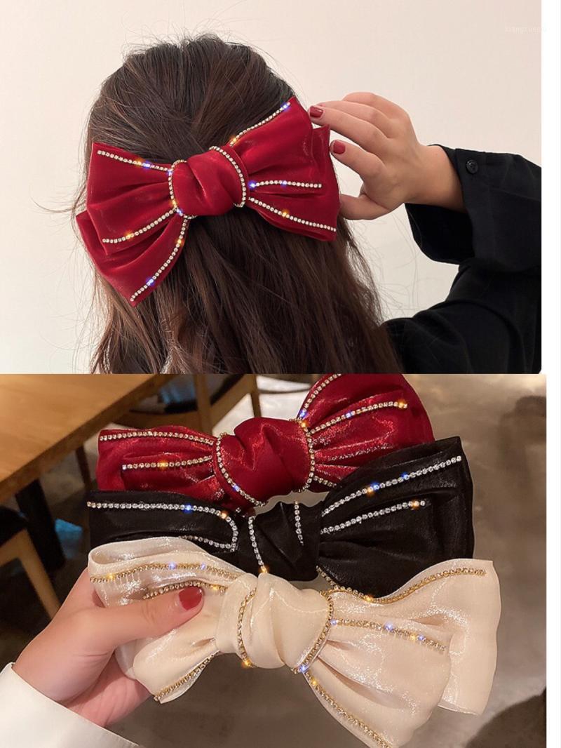 

Hair Clips & Barrettes Three-dimensional Bow Clip Shiny Rhinestone Princess Girl Fashion Accessories, Golden;silver