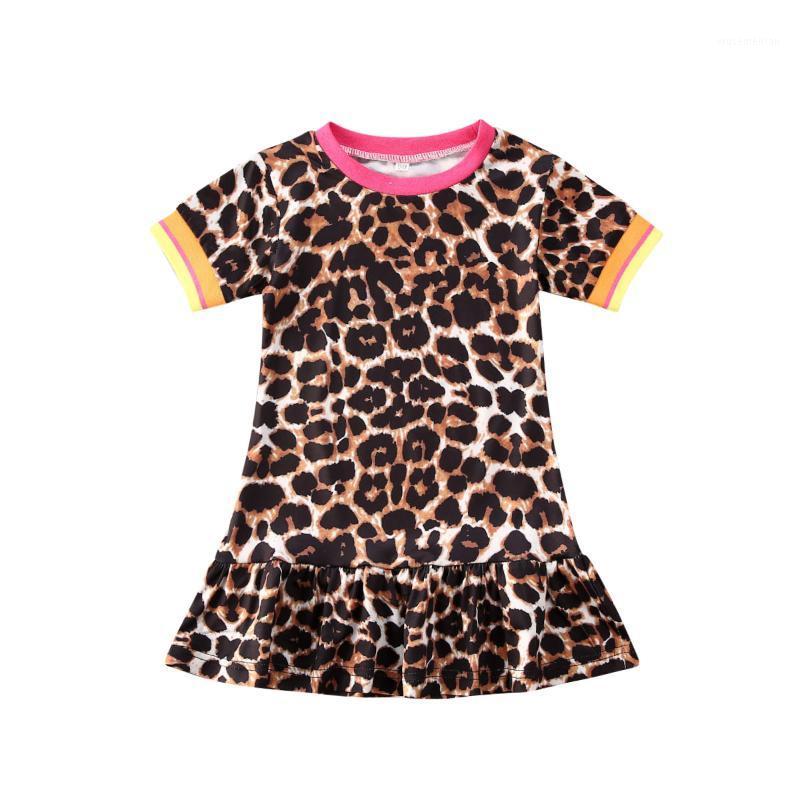 

2020 Fashion Leopard Dress for Toddler Baby Girl Kids Short Sleeve Ruffle Sundress Princess Party dress Girls sunmmer dresses1
