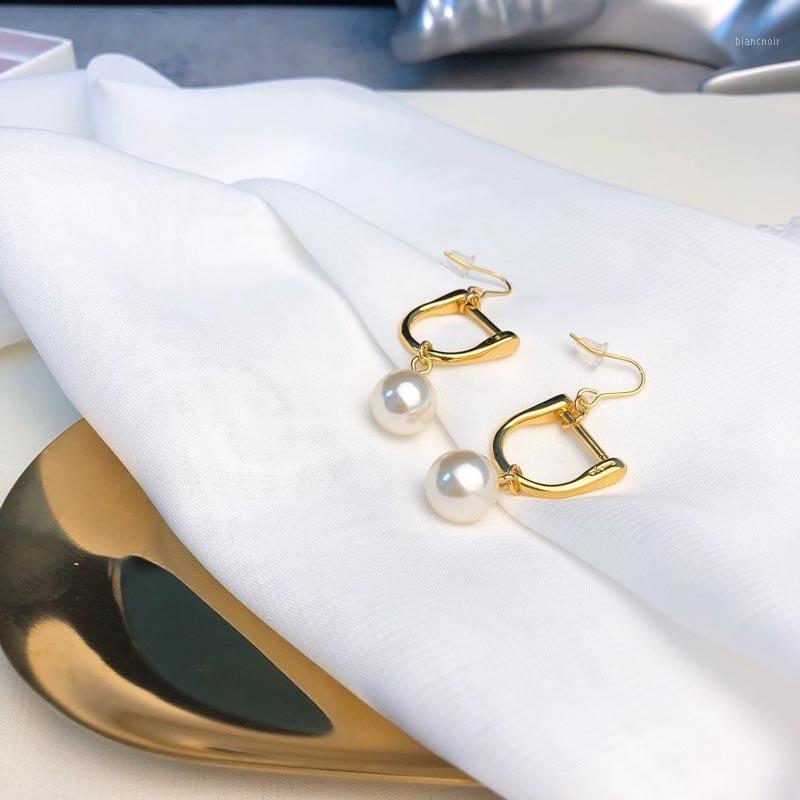 

Stud Irregular Pendant Earrings Handmade Zircon Pearl Jewelry 18K Gold Plated Brass For Women Asymmetric Earring Ch1