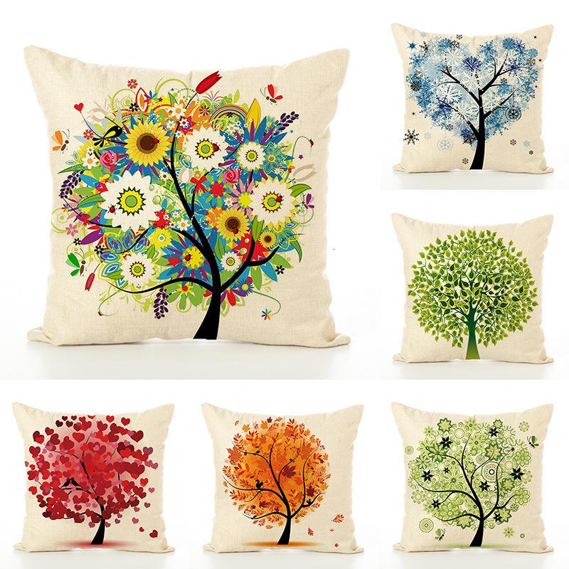 

Lucky pillow cover home decoration Nordic tree flower pillow print cover sofa cushion flower cushion, No.7