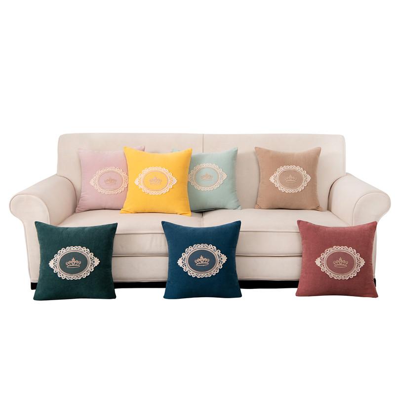 

Solid Waist Pillow Cushion Cover Cotton Embroidery Lace Throw Pillowcase Home Sofa Decorative Christmas New Year Gift Cojines, Pink