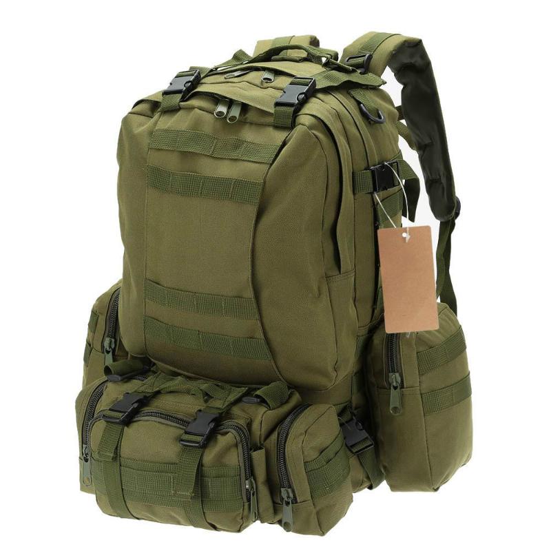 

50L Camping Bags Outdoor Molle Tactical Bag Rucksack Backpacks Vintage Hiking Camouflage Water Resistant 600D, Black