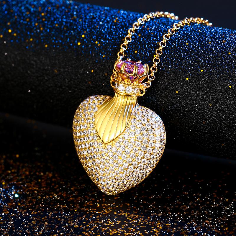 

The New Iced Out Heart Pendant Necklace Women Hip Hop Jewelry Gift Full Zircon Pendant Rapper Jewelry Gold Party Gift