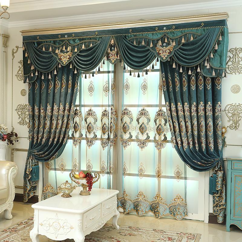 

New Modern Chenille Embroidered Blackout Thick Curtains Luxury Net Red Curtains Bedroom Living Room Floor-to-ceiling Windows1, Tulle