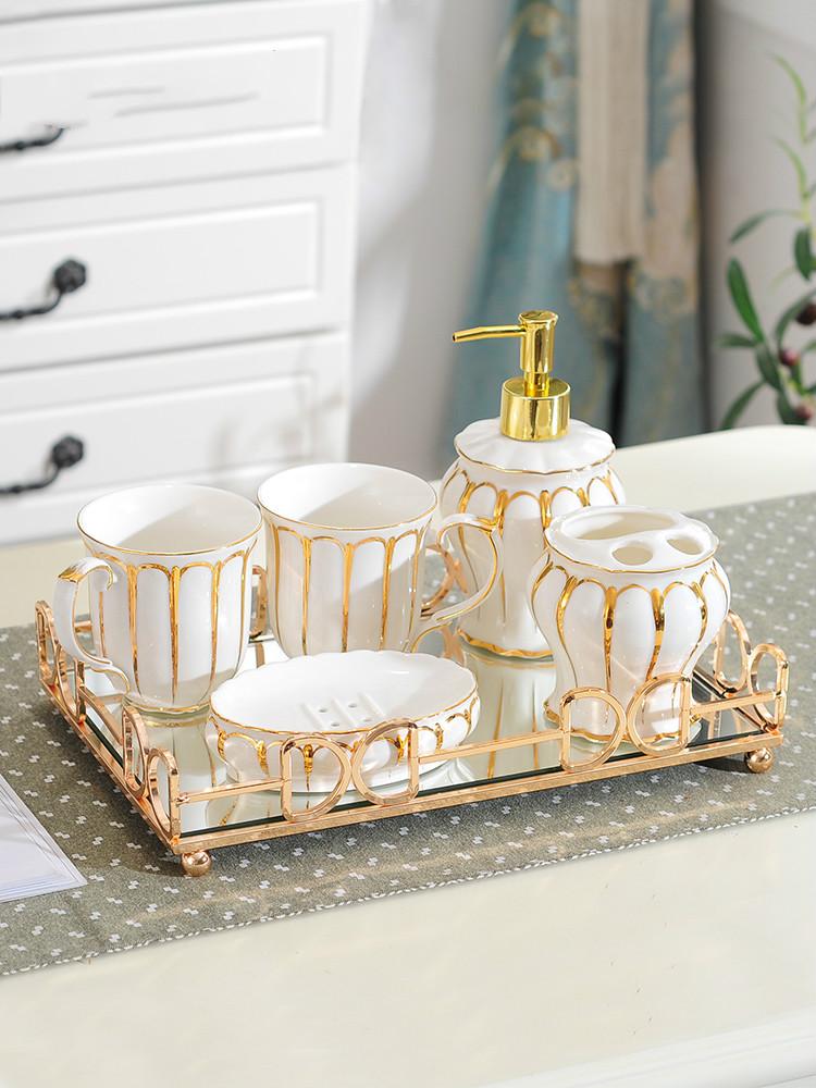 

Ceramic Phnom Penh Sanitary Ware Five-piece Set Mouthwash Cup Toothbrushing Set Toilet Bathroom Supplies Kit Home Decoration