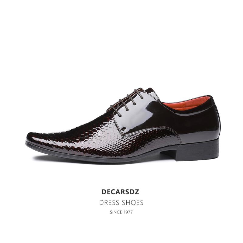 

DECARSDZ Men Dress Shoes 2021 New High Quality Patent Leather Man Shoes Fashion Office Business Wedding Footwear Comfy Men, Dk-s-028-1