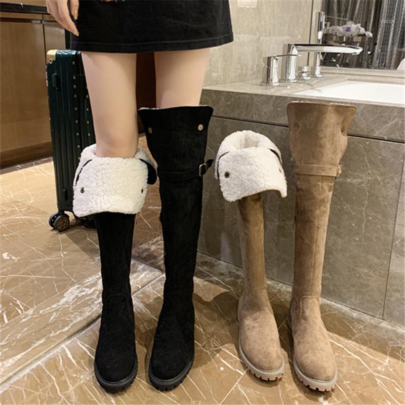 

Winter Boots Lady Shoes Flat Heel Round Toe Luxury Designer Boots-Women 2020 Rubber Low Fashion Mid Calf Over-the-Knee1