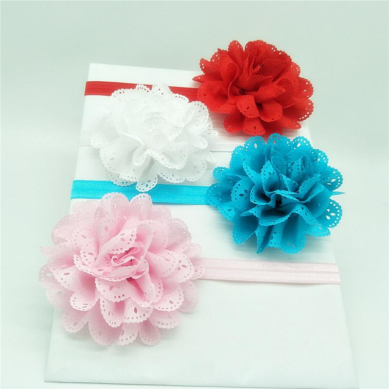 

Fancy Kids Headband European American Style Korean Mesh Elastic Children's Hairband Baby Colorful Flower Cute Hair Accessories, White
