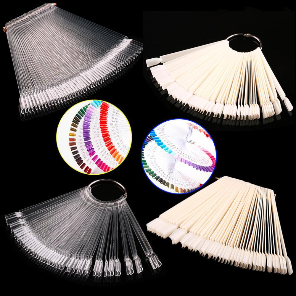 

1Set=50pcs False Nail Tips Fan Nature Nail Art Round Full Cover Display Practice Tools Fake Nails Manicure Acrylic UV Gel Polish 0484, As picture show