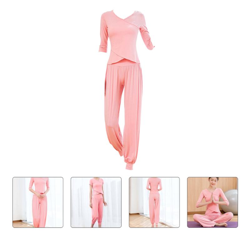 

1 Set Loose Yoga Outfits Workout Yoga Clothing Set Outdoor Sports Costume, Pink
