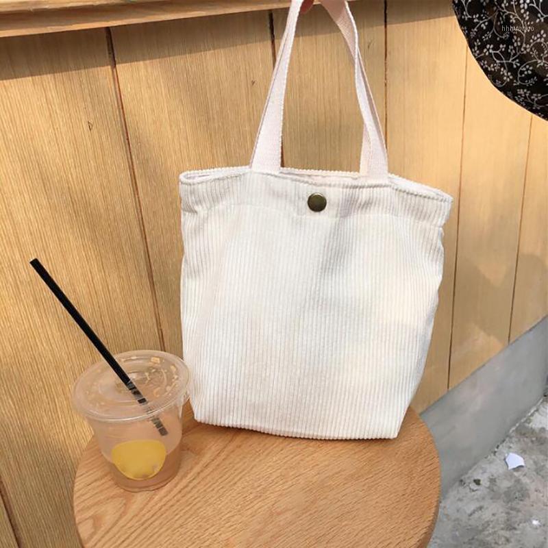 

Fashion Hand-held Mini Corduroy Bag Solid Color Shopping Handbags Ladies Vintage Tote Casual Shoulder Bag Bucket1, White