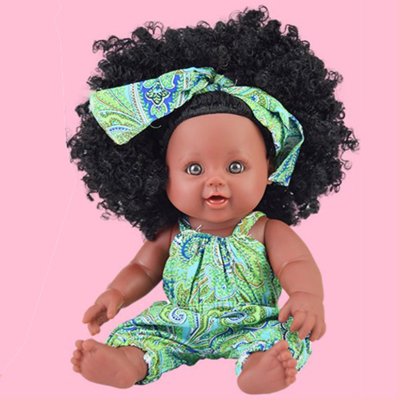 

10'' Black Reborn Baby Doll of Soft Silicone Vinyl Collection Relistic Toys for Child or Girl Friend Gift