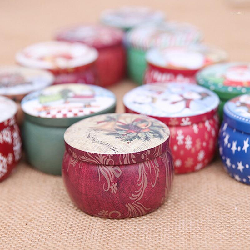 

Christmas Cartoon Candy Box Iron Storage Cookies Packaging Boxes Coin Jewelry Sealed Jar Home Party Supplies Random1