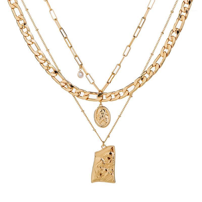 

Gothic Irregular Square Coin Pendant Choker Necklace for Women Wedding Punk Bead Gold Color Long Chain Jewelry Gift1
