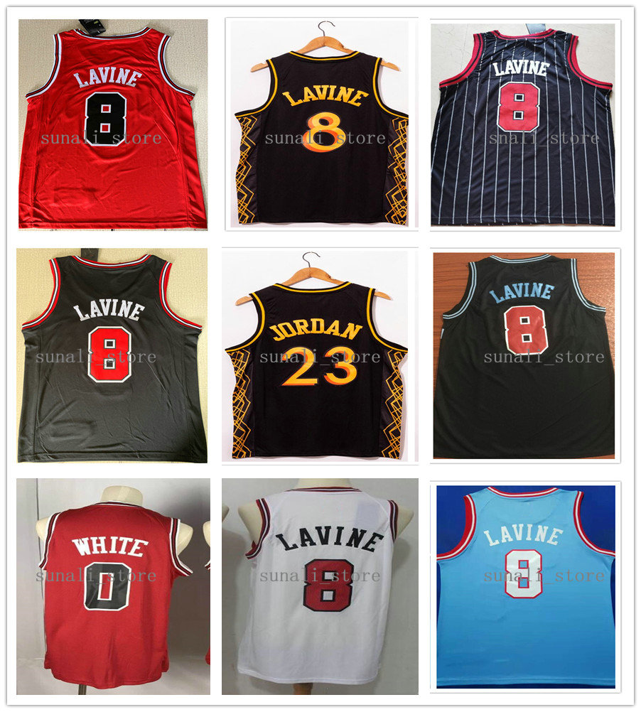 

Stitched Men 2021 City Black Gold Coby 0 White Zach 8 LaVine Michael 23 Jerseys Basketball Red White Shirts Sewn Embroidery Fast Shipping