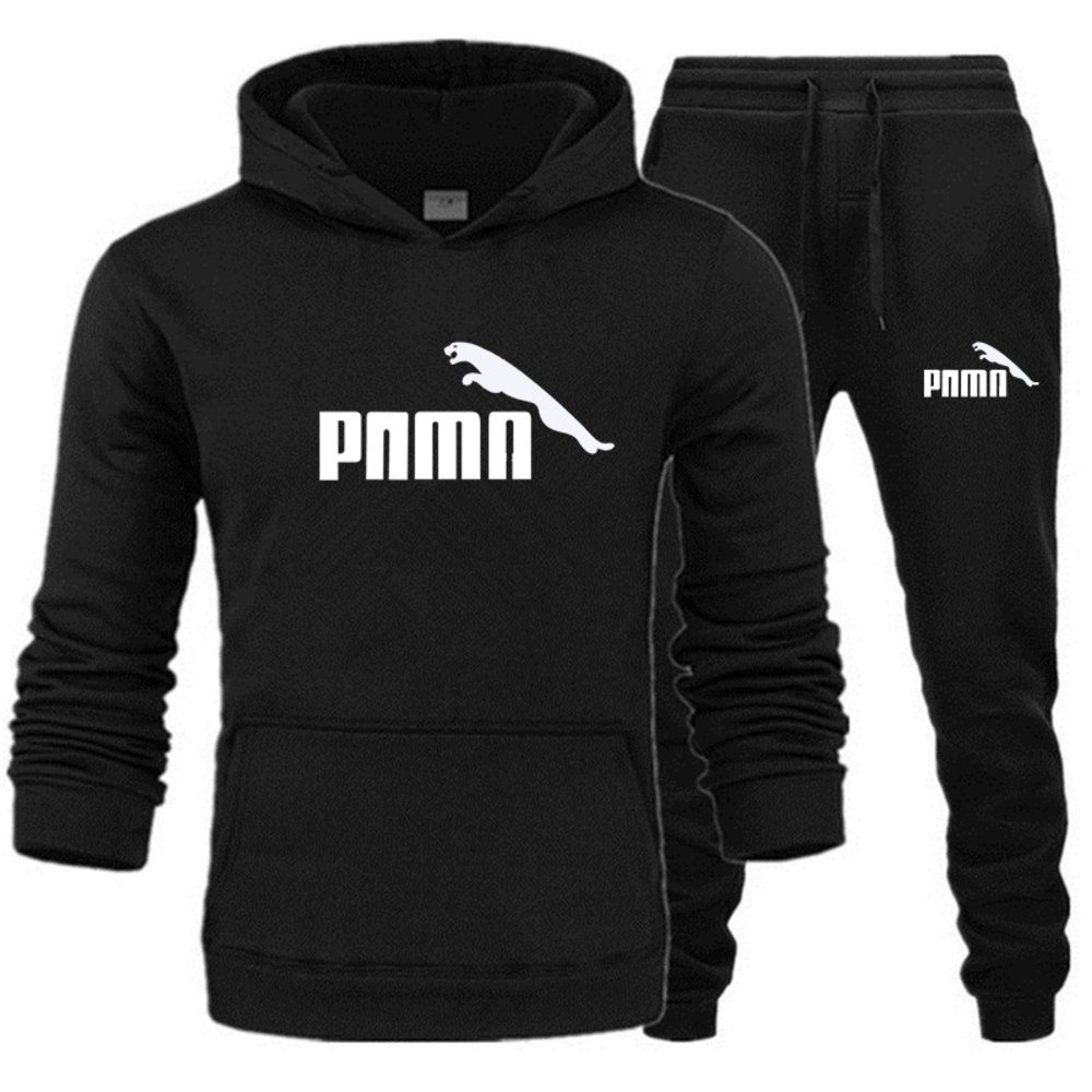 

Brand sportswear track clothing + pants casual jacket sports suit men's hoodie, Black