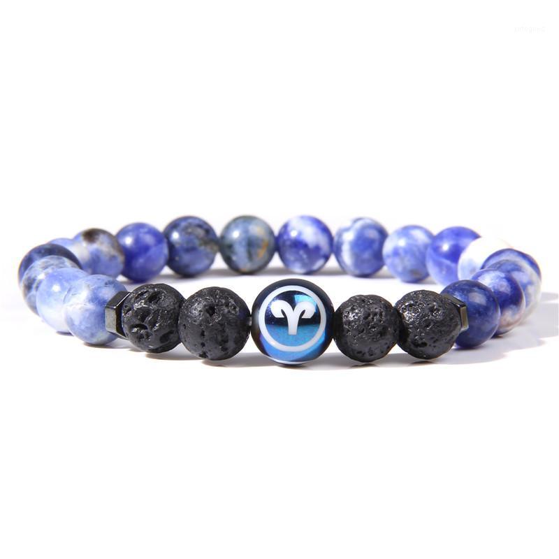 

Charm Bracelets Women Men Natural Sodalite Twelve Constellation Stone Beads Bracelet Blue Sagittarius Jewelry For Male Gift1