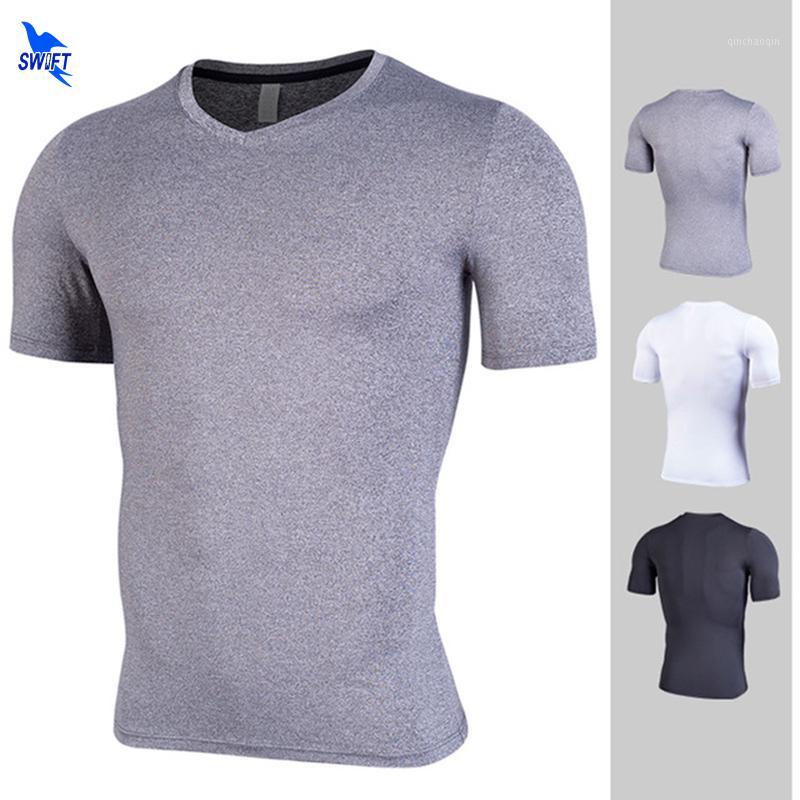 

2020 Summer Gym Fitness Sport T-shirt Men Compression Running Shirt Quick Dry Short Sleeve Training Tops Rashgard Sportswear1, 902 army green