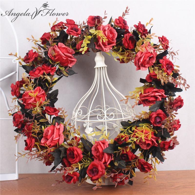 

Artificial flower garland wreath rattan silk flower plastic peony plants wedding decoration for home wall door decor gift1, G2 30cm