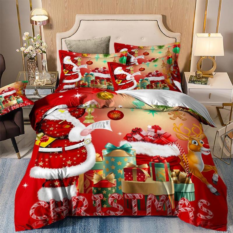 

Wongs bedding red christmas Bedding Set Duvet Quilt Cover Single Double  Queen King Size 3pcs, As pic